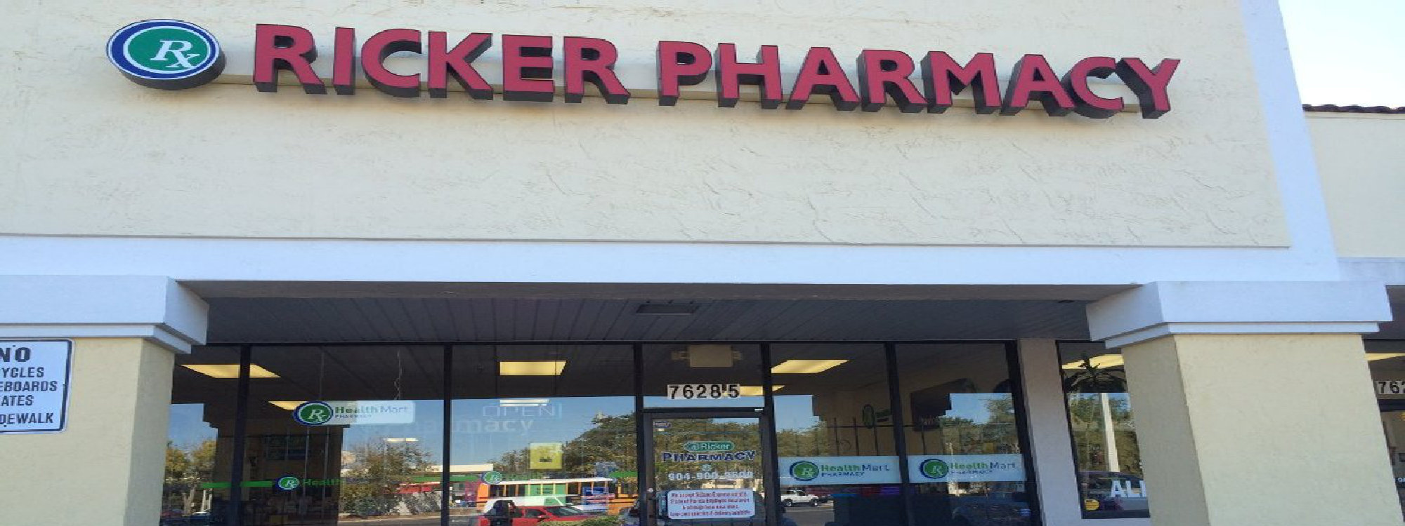 Ricker Pharmacy storefront signage in Jacksonville, FL